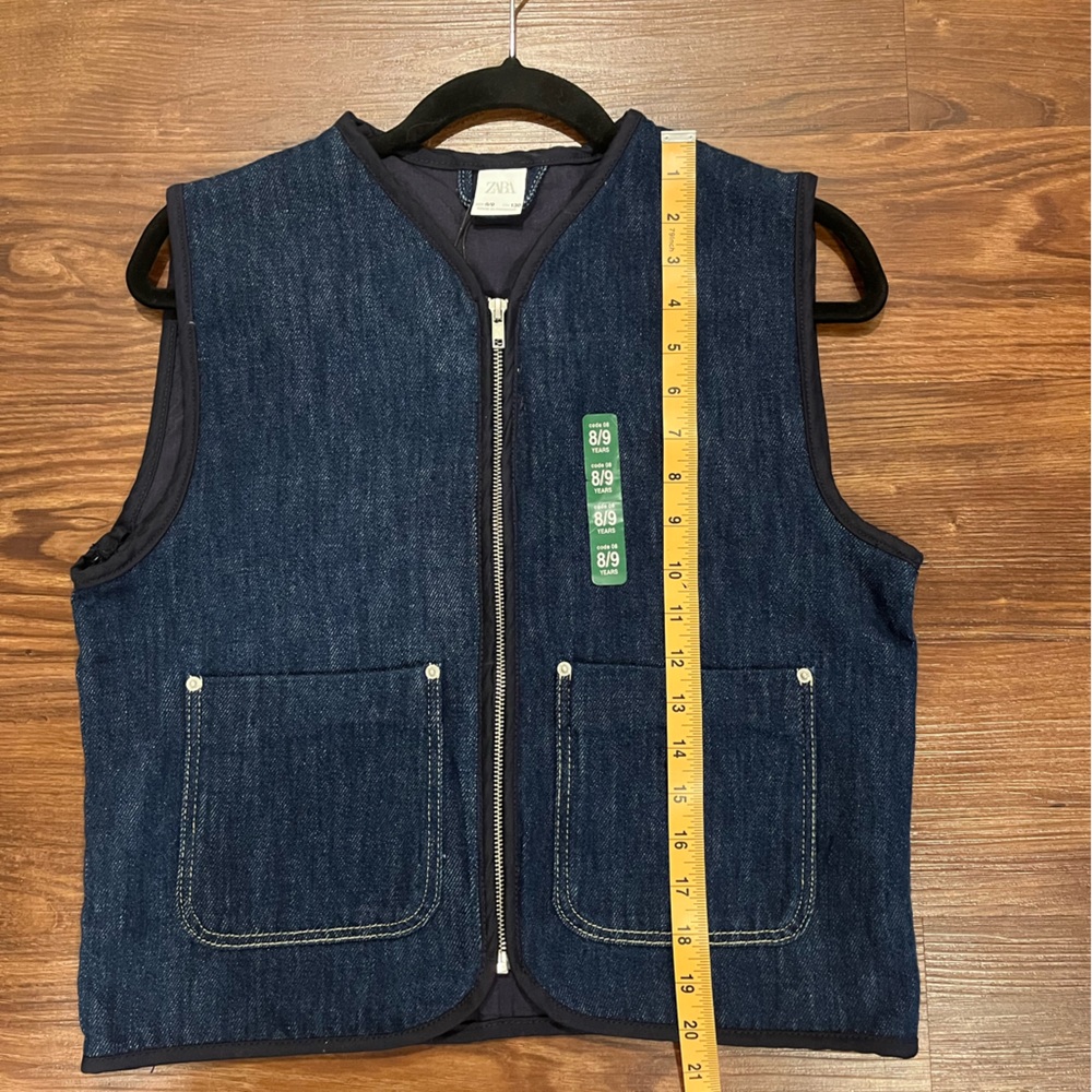 NWT ZARA Unisex Kids Size 8/9 Blue Denim Vest - Picture 7 of 7